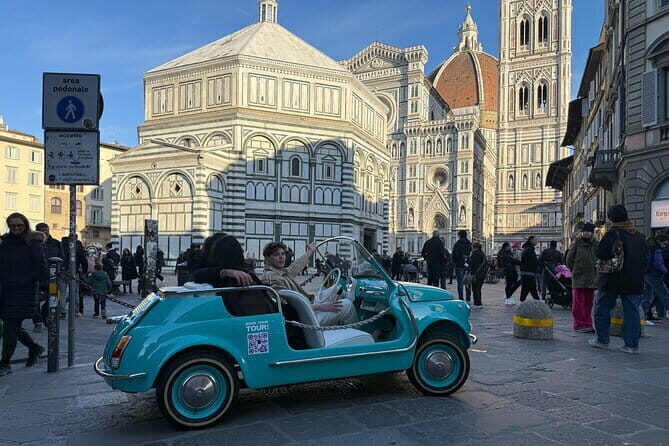 Discover Florence city center on e-cabriot fiat 500 - Santa Maria Novella: A Facade You’ll Remember