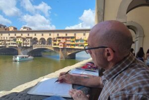 Florence: Architectural walk with urban sketching - From Piazza della Signoria Toward the Vasari Corridor Line