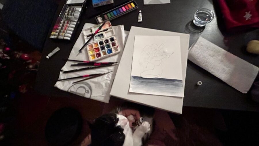 Florence : Painting and Wine - How the acrylic session works when you think you cannot draw