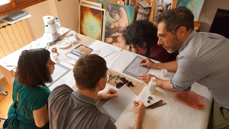 Florence: Painting experience, create your Florentine Lily! - Carving, dusting, and joining the dots (the lily takes form)