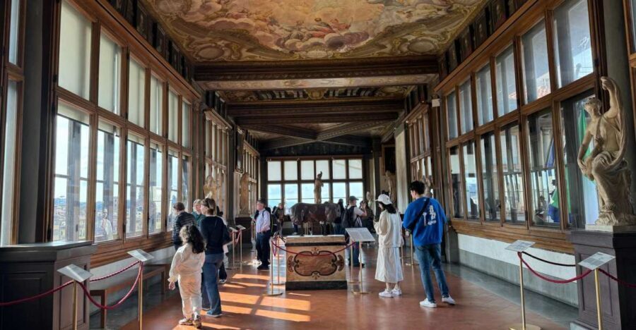 Florence: Uffizi Gallery Priority Access & Small Group Tour - Leonardo da Vinci’s Adoration of the Magi in a real gallery room