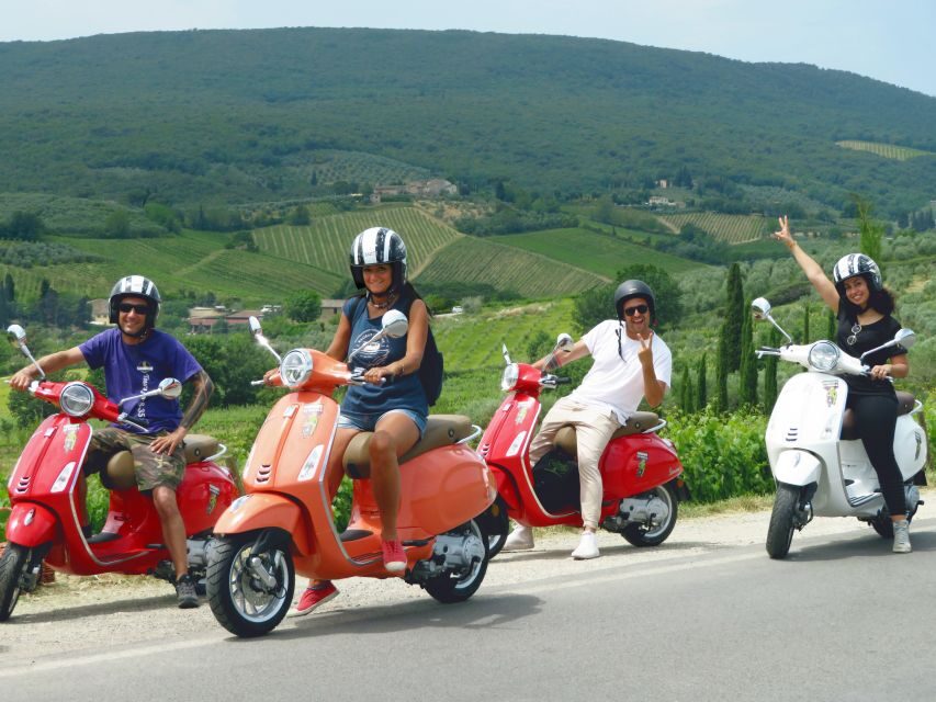 From San Gimignano: Chianti Half-Day Vespa Tour with Lunch - The winery stop: lunch, cellar tour, wine, and olive oil