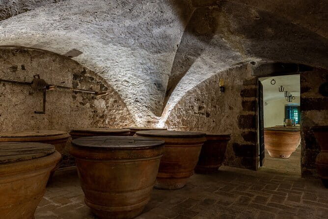 Tour of 900year old secret cellars + tasting of 3 wines and bread with EVO oil - Your Tuscan starter: EVO oil bread, crostini, salami, and pecorino